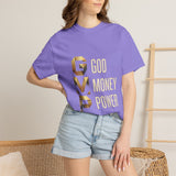 T-Shirt — GVMP Gold Graphic: "God Money Power" Statement Tee