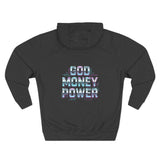 Hoodie - 'God Money Power' Graphic Fleece Pullover