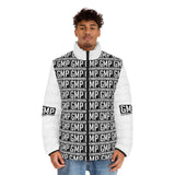 GMP Logo Puffer Jacket — Black & White All-Over Printed Men’s Jacket