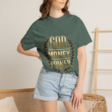 God Money Power T-Shirt — Bold Gold Laurel Graphic Tee