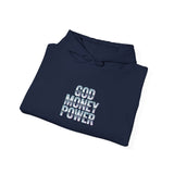 Hoodie — "God Money Power" Chrome Text Pullover