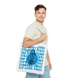 God Money Power Graphic Tote Bag — Blue Urban Goddess All-Over Print Tote