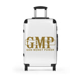 Carry-On Suitcase — 'GMP: God Money Power' Gold Logo Travel Luggage