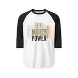 God Money Power Raglan Shirt - Inspirational Faith & Prosperity 3/4 Sleeve
