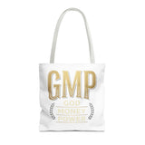GMP Tote Bag - "God Money Power" Gold Lettering Inspirational Canvas Tote