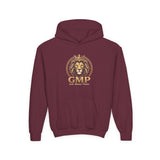 Youth Lion Crest Hoodie — GMP Gold Emblem Kids Pullover