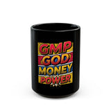 God Money Power Comic-Style Black Coffee Mug (11oz/15oz)