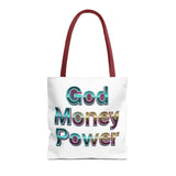 God Money Power Tote Bag – Bold 3D Typography Inspirational Carryall