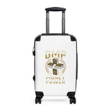 Money Power Suitcase – White Carry-On Luggage with GMP Cash Design