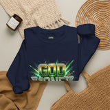 God Money Power Crewneck Sweatshirt — Bold Faith & Prosperity Graphic