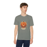 Youth Halloween Pumpkin Competitor Tee —“God Money Power” Jack-O'-Lantern Gaming Shirt