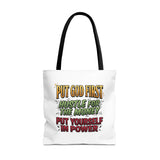Inspirational Gospel Tote Bag — "Put God First, Hustle for the Money, Put Yourself in Power"