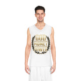 God Money Power Basketball Jersey — Gold Laurel Graphic AOP Tank