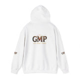 GMP Logo Hoodie — Classic White Pullover with Subtle Gold Accent