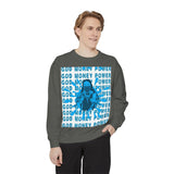 Graphic Sweatshirt - "God Money Power" Blue Retro Streetwear Crewneck