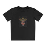 Youth Graphic Tee — "God Money Power" Skull Design