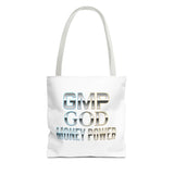Money Power Tote Bag — 'GMP GOD' Metallic Typographic Canvas Tote