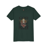 Youth Tee — 'God Money Power' Skull Graphic Shirt