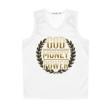 God Money Power Basketball Jersey — Gold Laurel Graphic AOP Tank