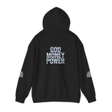 God Money Power Hoodie — Streetwear Graphic Religious Slogan Pullover