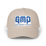 GMP "God Money Power" Embroidered Dad Cap - White Religious Baseball Hat