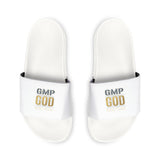 Men's Slide Sandals — 'GMP GOD' Removable-Strap White Comfort Slides