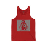 Religious Icon Tank Top - 'God Money Power' Red Graphic