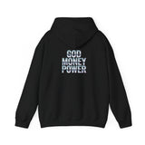 Hoodie — "God Money Power" Chrome Text Pullover