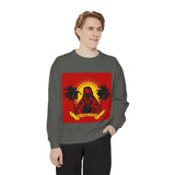 Sweatshirt — Retro Island Hooded Figure "God Money Power" Graphic