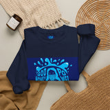 Crewneck Sweatshirt — 'God Money Power' Blue Graphic Pullover