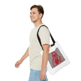 God Money Power Tote Bag - Red Graphic Religious Icon Design