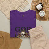 Graphic Tee — "God Money Power" Skull Design