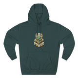 God Power Hoodie — Retro 3D Faith Graphic Fleece Hoodie