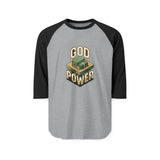 God Power Baseball Tee — Vintage Retro Faith Raglan Shirt