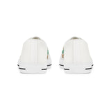 Low Top Sneakers — 'Gold Money Power' Graphic White Canvas Casual Shoes