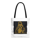Religious Icon Tote Bag — 'God Money Power' Gold Graphic