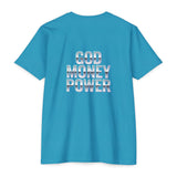 God Money Power Graphic T-Shirt — Blue Anime-Inspired Streetwear