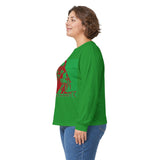 Long Sleeve Tee — Retro Religious Icon Graphic (Green/Red)