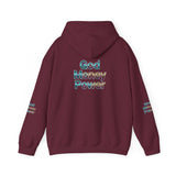 God Money Power Hoodie — Inspirational Graphic Pullover with Script on Sleeves