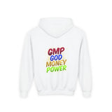 Youth Hoodie — GMP God Money Power Rainbow Graphic