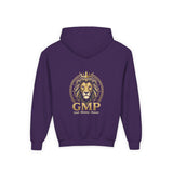 Youth Lion Crest Hoodie — GMP Gold Emblem Kids Pullover