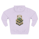 God Power Hoodie — Retro 3D Faith Graphic Fleece Hoodie