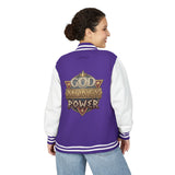 Letterman Jacket — 'God Money Power' Retro Crest Varsity Jacket