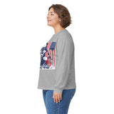 Long Sleeve Tee - Patriotic Bandana Mask Design with 'God, Money & Power' Graphic