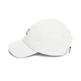 Dad Cap — Minimalist Tiny Text White Baseball Hat