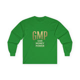 GMP (God Money Power) Long Sleeve Tee — Gold Logo Faith Streetwear