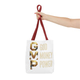 God Money Power Tote Bag – Gold 3-Word Motivational AOP Tote