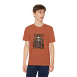 Youth Graphic Tee — "God Money Power" Skull Design