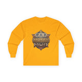 God Money Power Long Sleeve Tee — Vintage Crest Graphic
