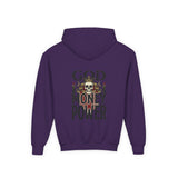 Youth Hoodie "God Money Power" Skull Graphic
